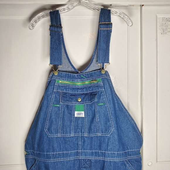 Liberty Overalls Mens 42x30 Womens XL Blue Denim Bib Carpenter Workwear Hipster - Picture 6 of 13